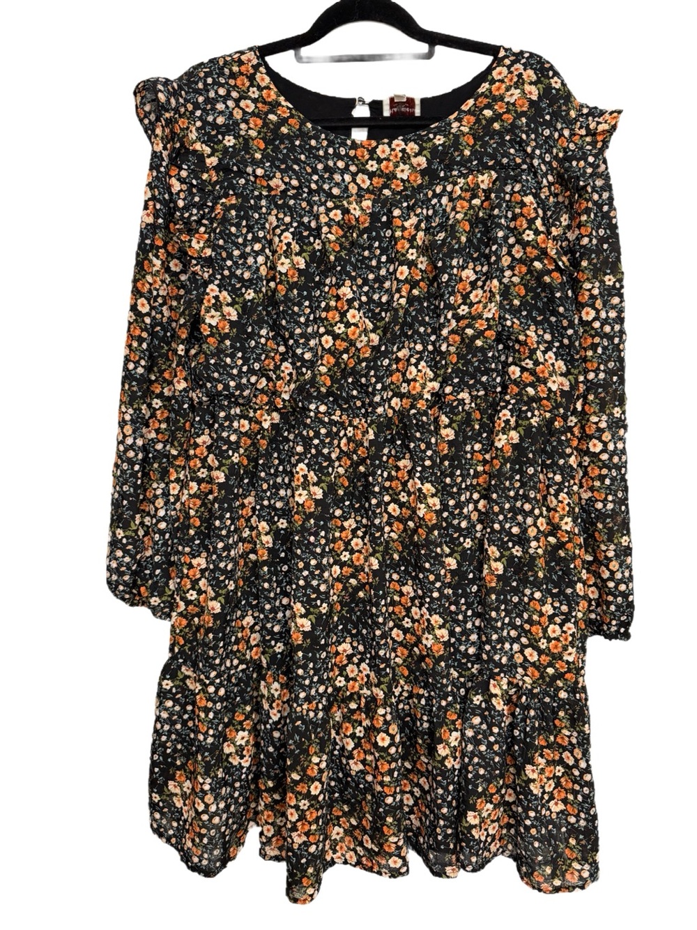 Black Floral Tiered Dress